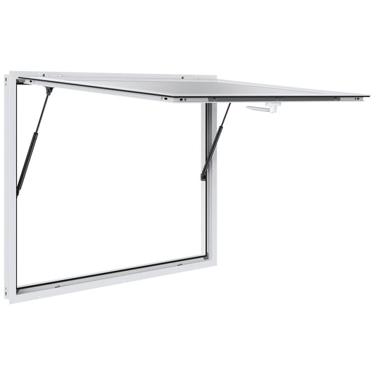 Concession Window for Food Truck, 48"x36" Aluminum Alloy Food Truck Service Window, Up to 85 Degrees Stand Serving Window with Awning Door & Drag Hook, for Food Trucks Concession Trailers