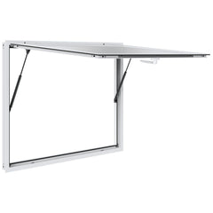 Concession Window for Food Truck, 48"x36" Aluminum Alloy Food Truck Service Window, Up to 85 Degrees Stand Serving Window with Awning Door & Drag Hook, for Food Trucks Concession Trailers