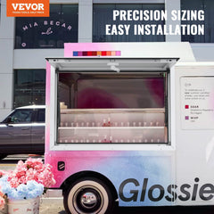 Concession Window for Food Truck, 48"x36" Aluminum Alloy Food Truck Service Window, Up to 85 Degrees Stand Serving Window with Awning Door & Drag Hook, for Food Trucks Concession Trailers