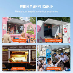 Concession Window for Food Truck, 48"x36" Aluminum Alloy Food Truck Service Window, Up to 85 Degrees Stand Serving Window with Awning Door & Drag Hook, for Food Trucks Concession Trailers