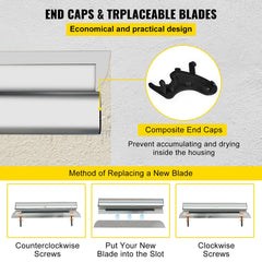 Skimming Blade,40 inch Smoothing Knife, European Stainless Steel Construction Knife, Aluminum Blade Profile Smoothing Knockdown Spatula for Gyprock/Drywall/Wall-Board