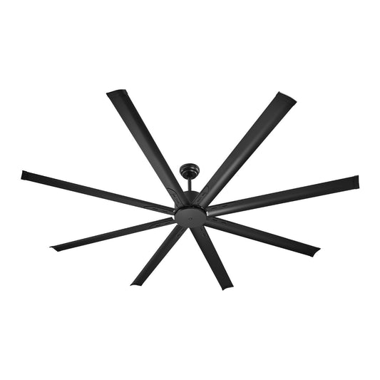213 cm Ceiling Fan No Light, 6-Speed Remote Control, Aluminum 8-Blade, Reversible DC Motor, Modern Low Profile Flush Mount Exterior Fan for Bedroom, Living Room, Patio, Indoor/Outdoor, Black