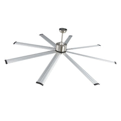 213 cm Ceiling Fan No Light, 6-Speed Remote Control, Aluminum 8-Blade, Reversible DC Motor, Modern Low Profile Flush Mount Fan for Bedroom, Living Room, Patio, Indoor/Outdoor, Brushed Nickel