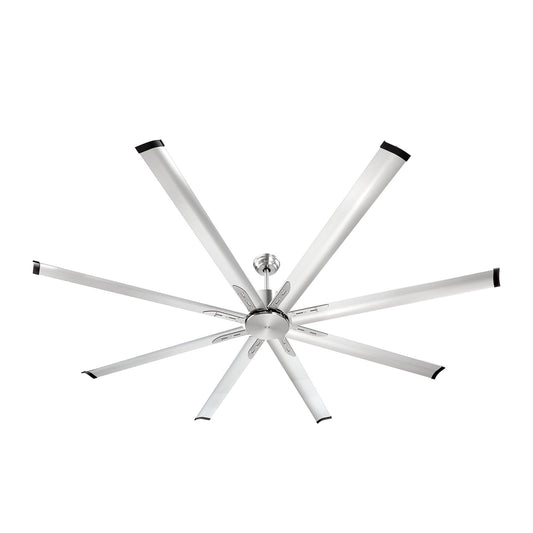 213 cm Ceiling Fan No Light, 6-Speed Remote Control, Aluminum 8-Blade, Reversible DC Motor, Modern Low Profile Flush Mount Fan for Bedroom, Living Room, Patio, Indoor/Outdoor, Brushed Nickel