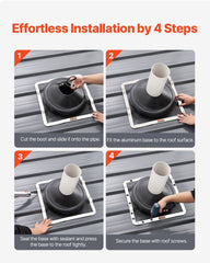 2 Pcs Metal Roof Pipe Flashing Boots Fit 170-355 mm Pipe High Temp EDPM