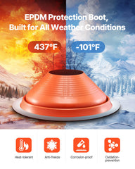 Metal Roof Pipe Flashing Boot Fits 254-483 mm Pipe High Temp Red Silicone