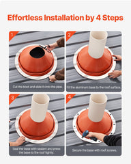 Metal Roof Pipe Flashing Boot Fits 254-483 mm Pipe High Temp Red Silicone