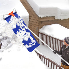 Snow Roof Rake, 27cm Aluminum Blade, 1.25-5.24 m Adjustable Roof Snow Scraper with Wheels & Slide, Lightweight Snows Removal Tool for House Rooftop Leaves Debris Clearing