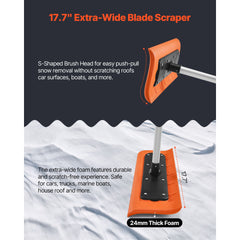 Snow Roof Rake, 45cm Foam Blade, 2.25-5.62 m Adjustable Roof Snow Scraper, Extension Tubes & Non-Slip Handle, Lightweight Snows Removal Tool for House Leaves Debris Clearing