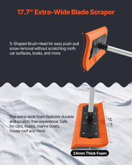 Snow Roof Rake, 45cm Foam Blade, 2.25-5.62 m Adjustable Roof Snow Scraper, Extension Tubes & Non-Slip Handle, Lightweight Snows Removal Tool for House Leaves Debris Clearing