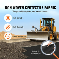 Non Woven Geotextile Fabric Under Gravel, 6x50FT 8OZ Driveway Fabric Landscape Fabric, Heavy Duty Weed Barrier Fabric, Ground Cover Weed Control Fabric, French Drains Drainage Fabric, Black