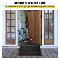 Rubber Threshold Ramp, 7.62 cm Rise Threshold Ramp Doorway, 3 Channels Cord Cover Rubber Solid Threshold Ramp, Rubber Angled Entry Rated 997.9 kg Load Capacity for Wheelchair and Scooter