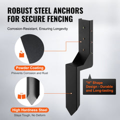 Fence Post Anchor Repair Kit, 4 Pack Inner Diameter 8.9x8.9 cm Heavy Duty Steel Fence Post Support Stakes, Anchor Ground Spike for Repair Tilted, Broken Wood Fence Post, Enveloping
