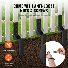 Fence Post Anchor Repair Kit, 4 Pack Inner Diameter 8.9x8.9 cm Heavy Duty Steel Fence Post Support Stakes, Anchor Ground Spike for Repair Tilted, Broken Wood Fence Post, Enveloping