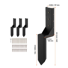 Fence Post Anchor Repair Kit, 4 Pack Inner Diameter 8.9x8.9 cm Heavy Duty Steel Fence Post Support Stakes, Anchor Ground Spike for Repair Tilted, Broken Wood Fence Post, Enveloping