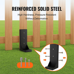 Fence Post Anchor Repair Kit, 4 Pack Inner Diameter 8.9x8.9 cm Heavy Duty Steel Fence Post Support Stakes, Anchor Ground Spike for Repair Tilted, Broken Wood Fence Post, Enveloping