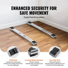 Heavy Duty Furniture Appliances Rollers, 660 lbs Total Load, Extendable Appliance Rollers Mobile Washing Machine Base, Fridge Stand Dolly Movers for Refrigerators, Dryers, Dishwashers, White