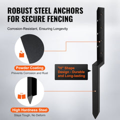 Fence Post Anchor Repair Kit, 2 Pack Inner Diameter 5 x5 cm Heavy Duty Steel Fence Post Support Stakes, Anchor Ground Spike for Repair Tilted, Broken Wood Fence Post