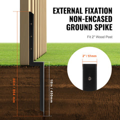 Fence Post Anchor Repair Kit, 2 Pack Inner Diameter 5 x5 cm Heavy Duty Steel Fence Post Support Stakes, Anchor Ground Spike for Repair Tilted, Broken Wood Fence Post