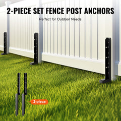 Fence Post Anchor Repair Kit, 2 Pack Inner Diameter 5 x5 cm Heavy Duty Steel Fence Post Support Stakes, Anchor Ground Spike for Repair Tilted, Broken Wood Fence Post