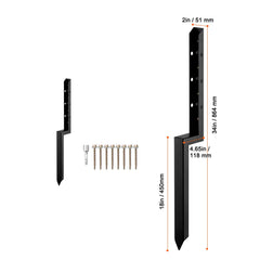 Fence Post Anchor Repair Kit, 2 Pack Inner Diameter 5 x5 cm Heavy Duty Steel Fence Post Support Stakes, Anchor Ground Spike for Repair Tilted, Broken Wood Fence Post