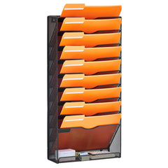 File Wall Rack Mesh Wall File Holder 1-Piece 10 Pockets for Office/School
