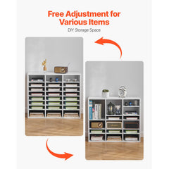 Literature Organizer, 24 Compartments Office Mailbox with Adjustable Shelves, Wooden Mailbox Sorter Medium Density Fiberboard Office Home Classroom Storage for Files, Documents, Papers, White