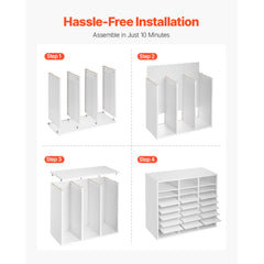 Literature Organizer, 24 Compartments Office Mailbox with Adjustable Shelves, Wooden Mailbox Sorter Medium Density Fiberboard Office Home Classroom Storage for Files, Documents, Papers, White