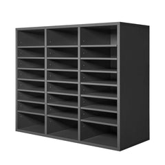 Literature Organizer, 24 Compartments Office Mailbox with Adjustable Shelves, Wooden Mailbox Sorter Medium Density Fiberboard Office Home Classroom Storage for Files, Documents, Papers, Grey