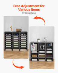 Literature Organizer, 24 Compartments Office Mailbox with Adjustable Shelves, Wooden Mailbox Sorter Medium Density Fiberboard Office Home Classroom Storage for Files, Documents, Papers, Grey