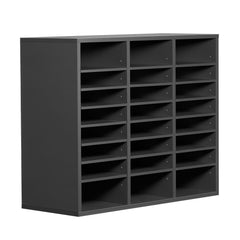 Literature Organizer, 24 Compartments Office Mailbox with Adjustable Shelves, Wooden Mailbox Sorter Medium Density Fiberboard Office Home Classroom Storage for Files, Documents, Papers, Grey