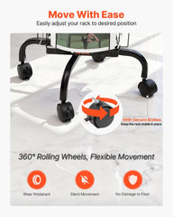 Greeting Cards Display Rack, 32 Pockets Rotating Postcard Brochure Display Stand, 360° Spinning Card Display Rack with Sign Holder & 4 Wheels (2 Lockable) for Exhibitions Office Trade Show