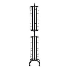 Greeting Cards Display Rack, 32 Pockets Rotating Postcard Brochure Display Stand, 360° Spinning Card Display Rack with Sign Holder & 4 Wheels (2 Lockable) for Exhibitions Office Trade Show
