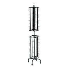 Greeting Cards Display Rack, 32 Pockets Rotating Postcard Brochure Display Stand, 360° Spinning Card Display Rack with Sign Holder & 4 Wheels (2 Lockable) for Exhibitions Office Trade Show