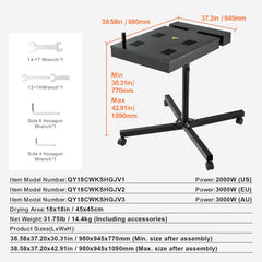 Flash Dryer, 18 x 18 inch Flash Dryer for Screen Printing, 0-750℉ Temperature Control, High Power Silk Screen Printing Dryer with Height Adjustable Stand, 360° Rotation, T-Shirt Curing Machine