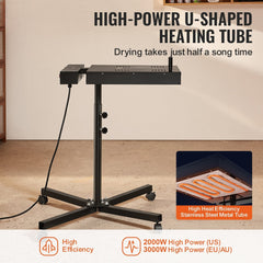 Flash Dryer, 18 x 18 inch Flash Dryer for Screen Printing, 0-750℉ Temperature Control, High Power Silk Screen Printing Dryer with Height Adjustable Stand, 360° Rotation, T-Shirt Curing Machine