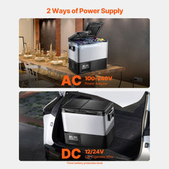 Portable Car Refrigerator Freezer Compressor 45L Dual Zone for Car Home