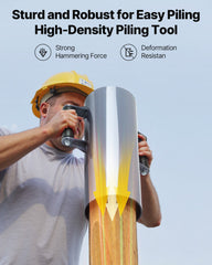 Fence Post Driver, Heavy Duty T Post Driver with Handles, Metal Manual Pounder Rammer for U-Channel,Wooden Fence, Fits T-Posts with Inner Diameter up to 6.1in,Ideal for Farm, Garden, Yard