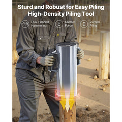 Fence Post Driver, Heavy Duty T Post Driver with Handles, Metal Manual Pounder Rammer for U-Channel,Wooden Fence, Fits T-Posts with Inner Diameter up to 6.1in,Ideal for Farm, Garden, Yard