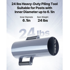 Fence Post Driver, Heavy Duty T Post Driver with Handles, Metal Manual Pounder Rammer for U-Channel,Wooden Fence, Fits T-Posts with Inner Diameter up to 6.1in,Ideal for Farm, Garden, Yard