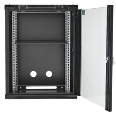 15U Wall Mount Network Cabinet, 226.8 kg Max. Ground Load Capacity, Server Rack Cabinet Enclosure with Locking Tempered Glass Door, Side Panels, Q235 Carbon Steel, for IT Equipment, A/V Devices