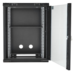 15U Wall Mount Network Cabinet, 226.8 kg Max. Ground Load Capacity, Server Rack Cabinet Enclosure with Locking Tempered Glass Door, Side Panels, Q235 Carbon Steel, for IT Equipment, A/V Devices