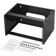 6U Wall Mount Network Rack, 14 in/355.6 mm Depth, 50 lbs/22.68 kg Max Weight Capacity Wall Mount Server Rack with Cage Nuts, 19"/482.6 mm for Shallow Server IT Equipment and Network Switches
