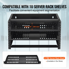 6U Wall Mount Network Rack, 14 in/355.6 mm Depth, 50 lbs/22.68 kg Max Weight Capacity Wall Mount Server Rack with Cage Nuts, 19"/482.6 mm for Shallow Server IT Equipment and Network Switches