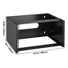 6U Wall Mount Network Rack, 14 in/355.6 mm Depth, 50 lbs/22.68 kg Max Weight Capacity Wall Mount Server Rack with Cage Nuts, 19"/482.6 mm for Shallow Server IT Equipment and Network Switches