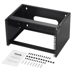 6U Wall Mount Network Rack, 14 in/355.6 mm Depth, 50 lbs/22.68 kg Max Weight Capacity Wall Mount Server Rack with Cage Nuts, 19"/482.6 mm for Shallow Server IT Equipment and Network Switches