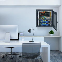 12U Wall Mount Network Server Cabinet, 15.5'' Deep, Server Rack Cabinet Enclosure, 200 lbs Max. Ground-mounted Load Capacity, with Locking Door Side Panels, for IT Equipment, A/V Devices