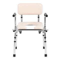 Commode Chair, Bedside Commode with Padded Seat, Drop-Down Arms, 7-Level Adjustable Height, 5.8L Removable Bucket, Easy to Assemble, 350LBS Capacity, Portable Toilet for Adults Seniors