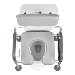 Bedside Commode Chair, 227 kg Capacity, 4-in-1 Portable Toilet and Raised Toilet Seat with Padded Seat & Backrest, Detachable 5L Bucket, Adjustable Height & Width Adult Potty Chair for Seniors