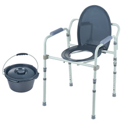 Commode Chair, Bedside Commode with Wider Toilet Seat, 7-Level Adjustable Height, 5.8L Removable Bucket, Easy to Assemble, 350 LBS Capacity, Raised Toilet Seat for Adults Seniors